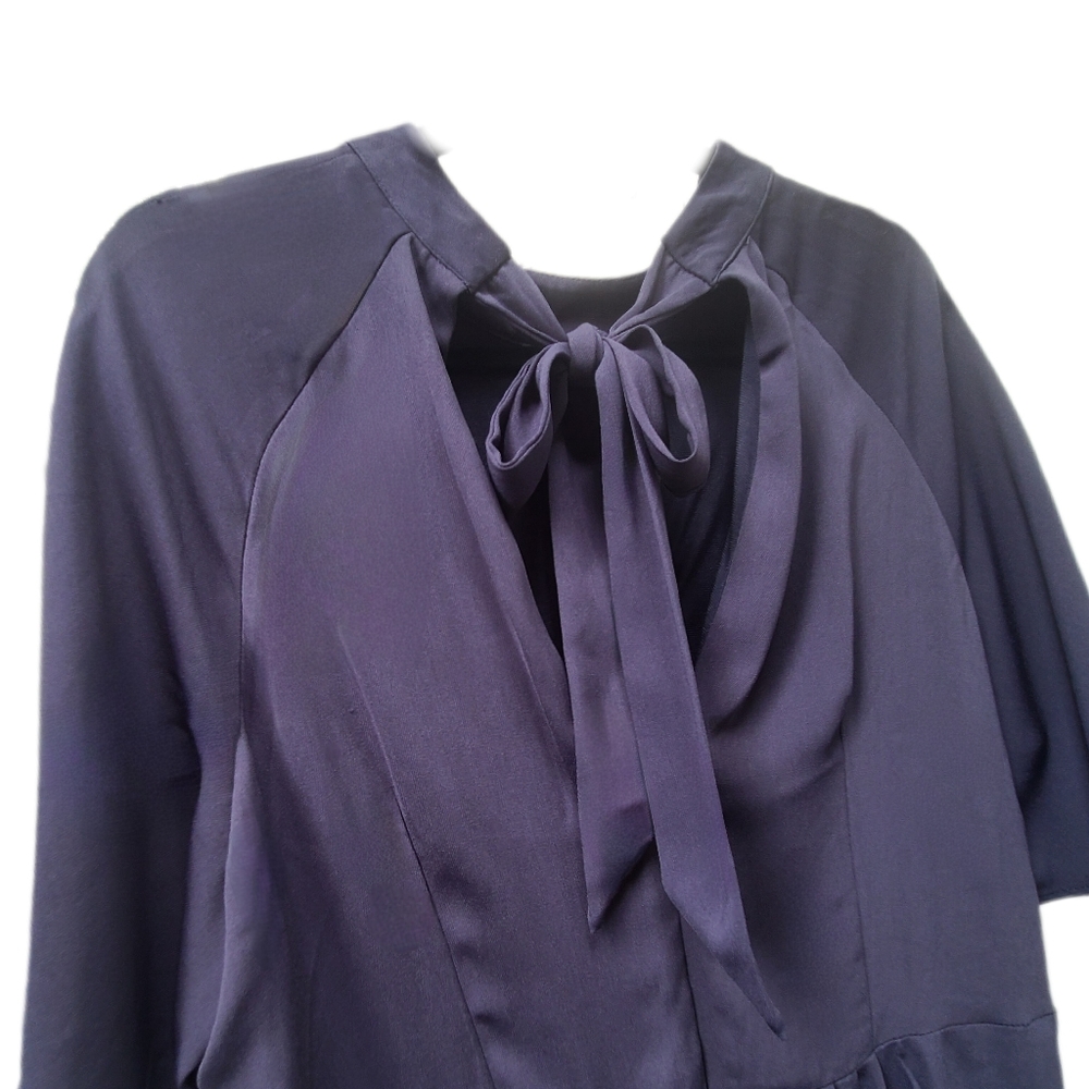 CITY CHIC + Nordstrom Navy Blue Cut Out V-neck Split Sleeve Tie Back 16 - Picture 7 of 12